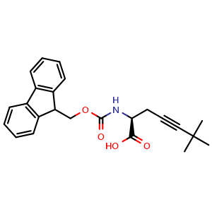Chemical structure of (S)-2-((((9H-fluoren-9-yl)methoxy)carbonyl)amino)-6,6-dimethylhept-4-ynoic acid , CAS 2763741-12-2, AChemBlock AD267305