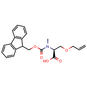 Chemical structure of (2S)-3-allyloxy-2-[9H-fluoren-9-ylmethoxycarbonyl(methyl)amino]propanoic acid , CAS 2865160-62-7, AChemBlock AD267317