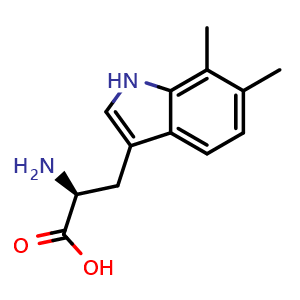 Chemical structure of (S)-2-Amino-3-(6,7-dimethyl-1H-indol-3-yl)propanoic acid , CAS 2962512-44-1, AChemBlock AD267347