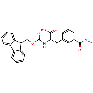 Chemical structure of (S)-2-((((9H-Fluoren-9-yl)methoxy)carbonyl)amino)-3-(3-(dimethylcarbamoyl)phenyl)propanoic acid , CAS 2973753-99-8, AChemBlock AD267359