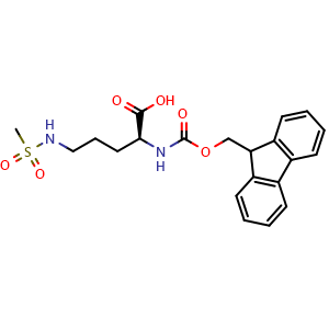 Chemical structure of (2S)-2-({[(9H-fluoren-9-yl)methoxy]carbonyl}amino)-5-methanesulfonamidopentanoic acid , CAS 2973754-28-6, AChemBlock AD267362