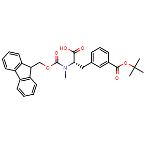Chemical structure of (2S)-3-{3-[(tert-Butoxy)carbonyl]phenyl}-2-({[(9H-fluoren-9-yl)methoxy]carbonyl}(methyl)amino)propanoic acid , CAS 2973754-48-0, AChemBlock AD267364