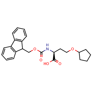Chemical structure of (2S)-4-(cyclopentyloxy)-2-({[(9H-fluoren-9-yl)methoxy]carbonyl}amino)butanoic acid , CAS 2973754-72-0, AChemBlock AD267370