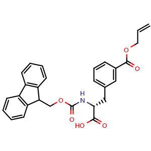 Chemical structure of (2R)-2-({[(9H-fluoren-9-yl)methoxy]carbonyl}amino)-3-{3-[(prop-2-en-1-yloxy)carbonyl]phenyl}propanoic acid , CAS 2973755-08-5, AChemBlock AD267377