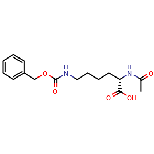Chemical structure of (R,S)-2-acetamido-6-N-(benzyloxycarbonyl)aminohexanoic acid , CAS 32302-84-4, AChemBlock AD267402