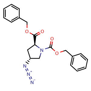 Chemical structure of Dibenzyl (2S,4R)-4-azidopyrrolidine-1,2-dicarboxylate , CAS 329191-64-2, AChemBlock AD267406