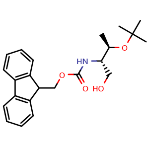 Chemical structure of (9H-fluoren-9-yl)methyl ((2S,3R)-3-(tert-butoxy)-1-hydroxybutan-2-yl)carbamate , CAS 438239-28-2, AChemBlock AD267447