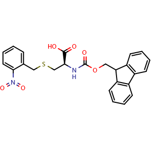 Chemical structure of N-(((9H-fluoren-9-yl)methoxy)carbonyl)-S-(2-nitrobenzyl)-L-cysteine , CAS 476639-82-4, AChemBlock AD267453