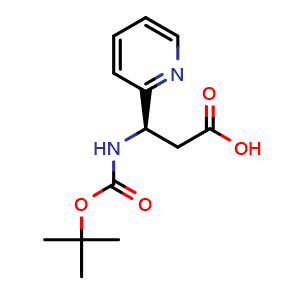 Chemical structure of Boc-(R)-3-Amino-3-(2-pyridyl)-propionic acid , CAS 500788-95-4, AChemBlock AD267459