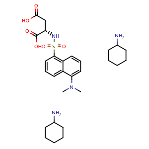 Chemical structure of Cyclohexanamine hemi(((5-(dimethylamino)naphthalen-1-yl)sulfonyl)-L-aspartate) , CAS 53332-29-9, AChemBlock AD267467