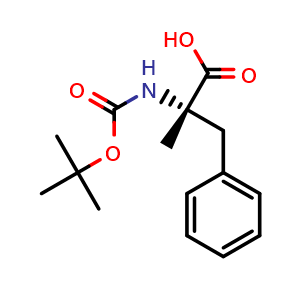 Chemical structure of (S)-2-((tert-butoxycarbonyl)amino)-2-methyl-3-phenylpropanoic acid , CAS 53940-88-8, AChemBlock AD267470