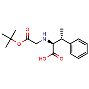 Chemical structure of (2S,3R)-2-(tert-Butoxycarbonyl-methyl-amino)-3-phenyl-butyric acid , CAS 765932-32-9, AChemBlock AD267527