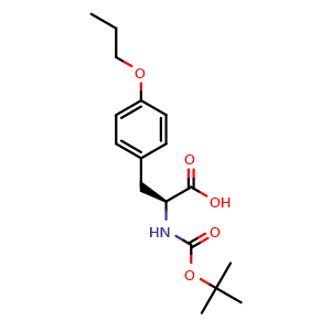 Chemical structure of (S)-2-((tert-butoxycarbonyl)amino)-3-(4-propoxyphenyl)propanoic acid , CAS 76757-93-2, AChemBlock AD267528