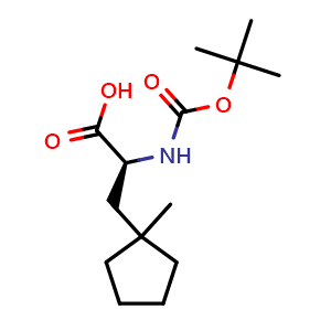 Chemical structure of N-Boc-3-(1-methylcyclopentyl)-L-alanine , CAS 808755-57-9, AChemBlock AD267540