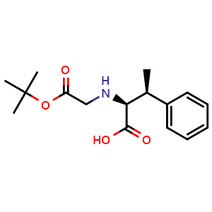 Chemical structure of (2S,3S)-2-(tert-Butoxycarbonyl-methyl-amino)-3-phenyl-butyric acid , CAS 845252-69-9, AChemBlock AD267546