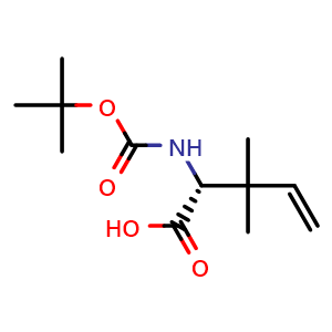 Chemical structure of (R)-Boc-2-amino-3,3-dimethyl-pent-4-enoicacid , CAS 854250-89-8, AChemBlock AD267552