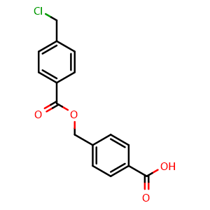 Chemical structure of 4-(((4-(Chloromethyl)benzoyl)oxy)methyl)benzoic acid , CAS 861518-79-8, AChemBlock AD267557
