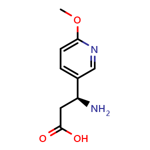 Chemical structure of (S)-3-Amino-3-(6-methoxy-3-pyridyl)-propionic acid , CAS 877119-70-5, AChemBlock AD267561