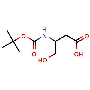 Chemical structure of N-Boc-3-Amino-4-hydroxybutyric acid , CAS 942297-58-7, AChemBlock AD267584