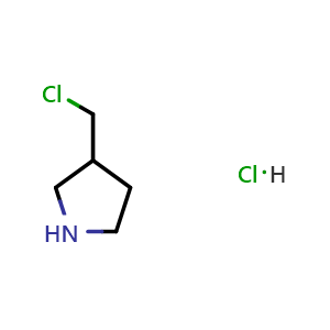 Chemical structure of 3-(Chloromethyl)pyrrolidine hydrochloride , CAS 1187927-23-6, AChemBlock AD267615