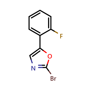Chemical structure of 2-bromo-5-(2-fluorophenyl)oxazole , CAS 1895178-82-1, AChemBlock AD267632