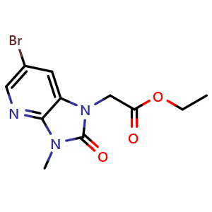 Chemical structure of Ethyl 2-(6-bromo-3-methyl-2-oxo-2,3-dihydro-1H-imidazo[4,5-b]pyridin-1-yl)acetate , CAS 2222019-11-4, AChemBlock AD267637