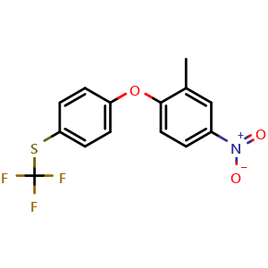 Chemical structure of (4-(2-Methyl-4-nitrophenoxy)phenyl)(trifluoromethyl)sulfane , CAS 106310-21-8, AChemBlock AD267673