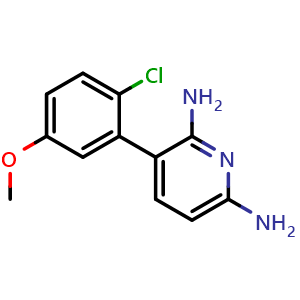 Chemical structure of 3-(2-Chloro-5-methoxyphenyl)pyridine-2,6-diamine , CAS 1079401-92-5, AChemBlock AD267675