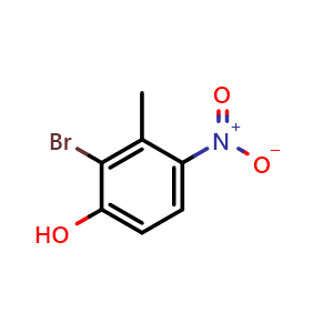 Chemical structure of 2-Bromo-3-methyl-4-nitrophenol , CAS 123874-20-4, AChemBlock AD267707