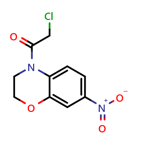 Chemical structure of 2-chloro-1-(7-nitro-2,3-dihydro-4H-benzo[b][1,4]oxazin-4-yl)ethan-1-one , CAS 128627-29-2, AChemBlock AD267726