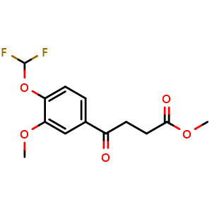 Chemical structure of Methyl 4-(4-(difluoromethoxy)-3-methoxyphenyl)-4-oxobutanoate , CAS 1303887-61-7, AChemBlock AD267728
