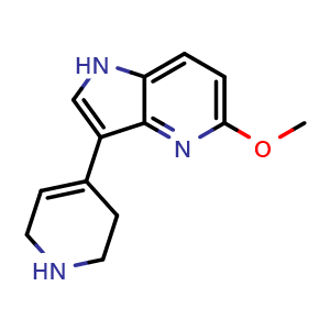 Chemical structure of 5-Methoxy-3-(1,2,3,6-tetrahydropyridin-4-yl)-1H-pyrrolo[3,2-b]pyridine , CAS 131084-33-8, AChemBlock AD267732