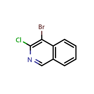Chemical structure of 4-bromo-3-chloroisoquinoline , CAS 1379361-65-5, AChemBlock AD267754