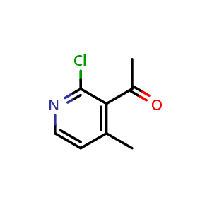 Chemical structure of 1-(2-chloro-4-methylpyridin-3-yl)ethan-1-one , CAS 1393554-92-1, AChemBlock AD267760