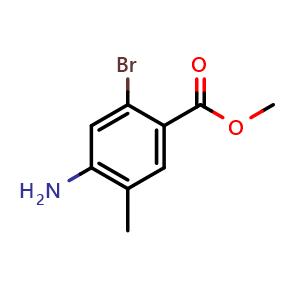 Chemical structure of methyl 4-amino-2-bromo-5-methylbenzoate , CAS 1427413-76-0, AChemBlock AD267766