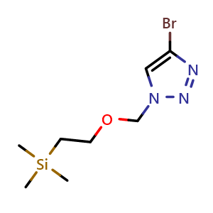 Chemical structure of 4-Bromo-1-((2-(trimethylsilyl)ethoxy)methyl)-1H-1,2,3-triazole , CAS 1581281-31-3, AChemBlock AD267789
