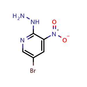 Chemical structure of 5-Bromo-2-hydrazinyl-3-nitropyridine , CAS 15862-42-7, AChemBlock AD267790