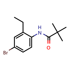 Chemical structure of N-(4-Bromo-2-ethylphenyl)pivalamide , CAS 165180-48-3, AChemBlock AD267804