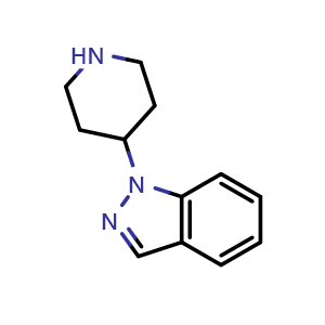 Chemical structure of 1-(Piperidin-4-yl)-1H-indazole , CAS 170438-69-4, AChemBlock AD267814