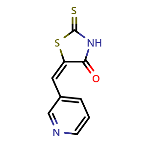 Chemical structure of (E)-5-(pyridin-3-ylmethylene)-2-thioxothiazolidin-4-one , CAS 1784763-08-1, AChemBlock AD267818