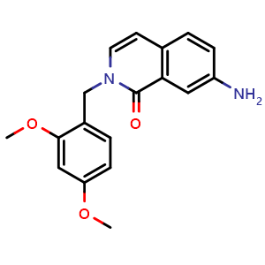 Chemical structure of 7-Amino-2-(2,4-dimethoxybenzyl)isoquinolin-1(2H)-one , CAS 1802669-03-9, AChemBlock AD267824