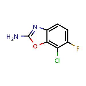 Chemical structure of 7-chloro-6-fluorobenzo[d]oxazol-2-amine , CAS 1820711-05-4, AChemBlock AD267841