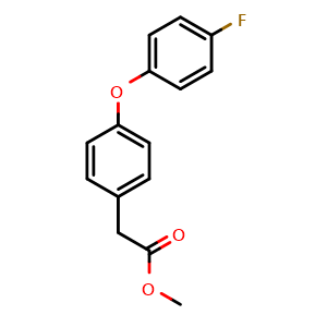 Chemical structure of Methyl 2-(4-(4-fluorophenoxy)phenyl)acetate , CAS 208042-68-6, AChemBlock AD267867