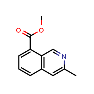 Chemical structure of Methyl 3-methylisoquinoline-8-carboxylate , CAS 2113689-42-0, AChemBlock AD267879