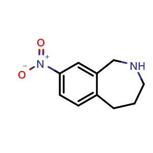 Chemical structure of 8-nitro-2,3,4,5-tetrahydro-1H-benzo[c]azepine , CAS 223915-75-1, AChemBlock AD267888