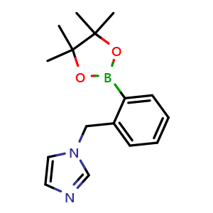 Chemical structure of 1-(2-(4,4,5,5-tetramethyl-1,3,2-dioxaborolan-2-yl)benzyl)-1H-imidazole , CAS 2246863-75-0, AChemBlock AD267890