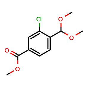 Chemical structure of Methyl 3-chloro-4-(dimethoxymethyl)benzoate , CAS 2291265-71-7, AChemBlock AD267893