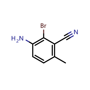 Chemical structure of 3-Amino-2-bromo-6-methylbenzonitrile , CAS 2384825-68-5, AChemBlock AD267902