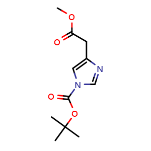 Chemical structure of tert-Butyl 4-(2-methoxy-2-oxoethyl)-1H-imidazole-1-carboxylate , CAS 2449137-18-0, AChemBlock AD267911