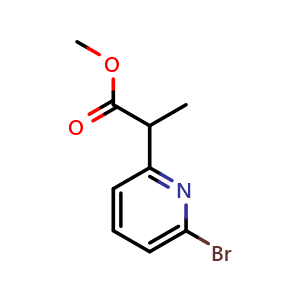 Chemical structure of Methyl 2-(6-bromopyridin-2-yl)propanoate , CAS 2681342-83-4, AChemBlock AD267919